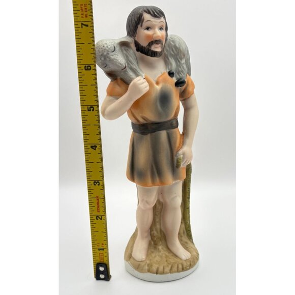 Vintage Homco Christmas Nativity Shepherd Figurine with Lamb Ceramic Replacement - Picture 3 of 7